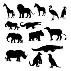 Minimalist Black and White Animal Icons | Vector Silhouettes for Design.