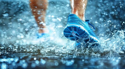 Close up of foot on treadmill for cardiorespiratory endurance testing with text overlay space