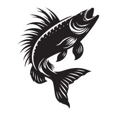 Fish jumping vector silhouette SH