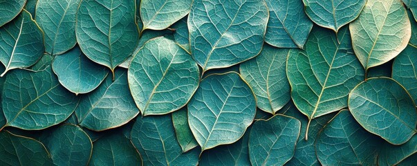 Fototapeta premium Close-Up of Vibrant Green Leaves Textured Nature Background