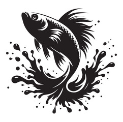 Fish jumping vector silhouette SH