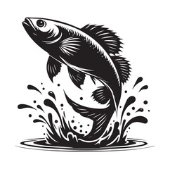 Fish jumping vector silhouette SH