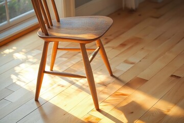 Wooden Chair on Maple Flooring in Natural Light