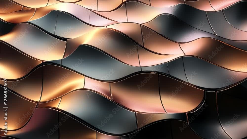 Poster shimmering waves of metallic textures create a captivating visual display in a contemporary setting.