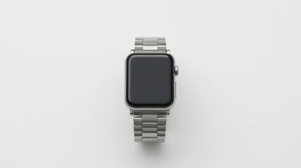 Sleek Silver Wristwatch on White Background