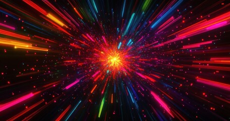 Naklejka premium Dynamic Laser Beams of Blue and Red Rays Emitting Light Effects in Abstract Neon Style