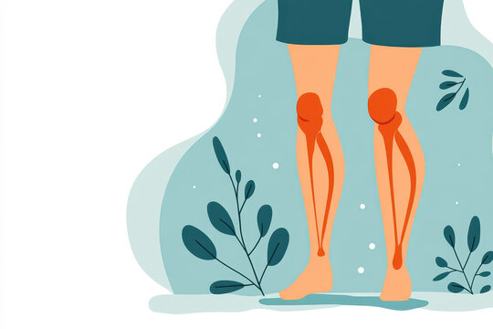 Illustration of Human Legs with Bones and Joints Highlighted