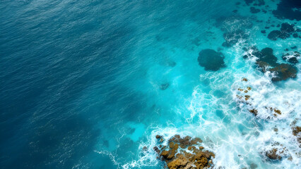 Obraz premium Tropical Waters – A smooth transition from deep teal to crystal-clear aqua, representing tropical beaches.