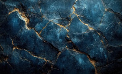 Fototapeta premium Elegant Dark Blue Marble Background with Golden Veins Textured Surface