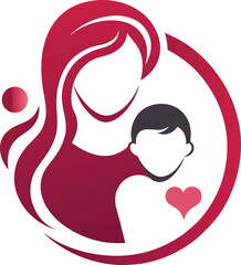 Mother and Child  logo on  a white background, vector illustration