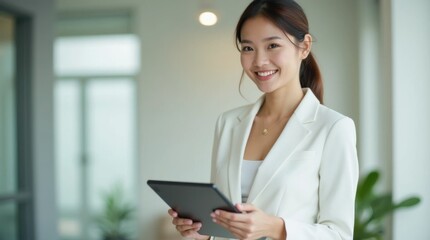 Fototapeta premium Thai Female Architect with Tablet