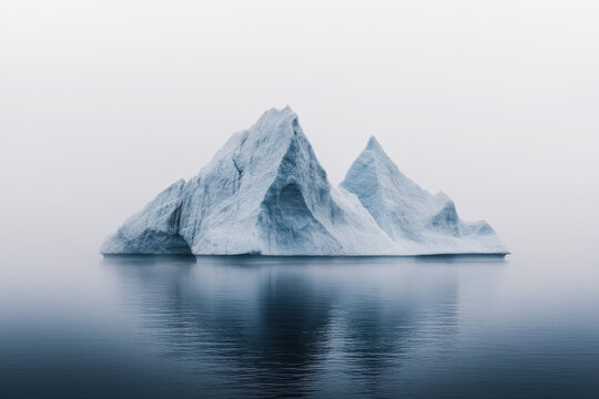 Majestic iceberg floating in calm Arctic waters with a stunning mirror reflection
