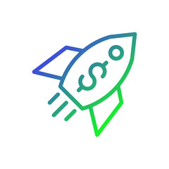 Financial Ascent, Money Rocket Launch Illustration