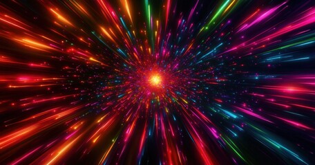 Colorful Laser Beams Abstract Light Effect in Neon Style for Technology Night Background