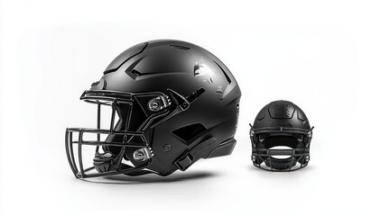 Fototapeta premium Sleek Matte Black American Football Helmet Mockup Different Views