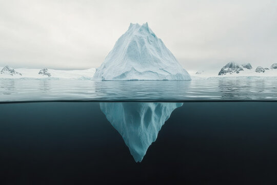 Majestic Iceberg Floating in Arctic Waters with Reflection