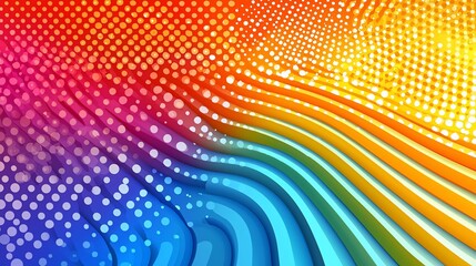 Obraz premium Vibrant abstract wave pattern with colorful gradients and dotted textures, ideal for backgrounds