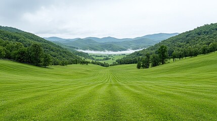 Fototapeta premium Lush Green Valley with Rolling Hills
