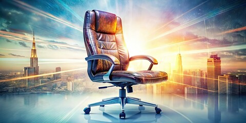Empty Boss Chair, Leadership, Power, Success, Office, Vacant Seat, Abstract, Double Exposure, Photography, Business, Corporate, Leadership Role, Executive Suite, Modern Office, Business Concept, 