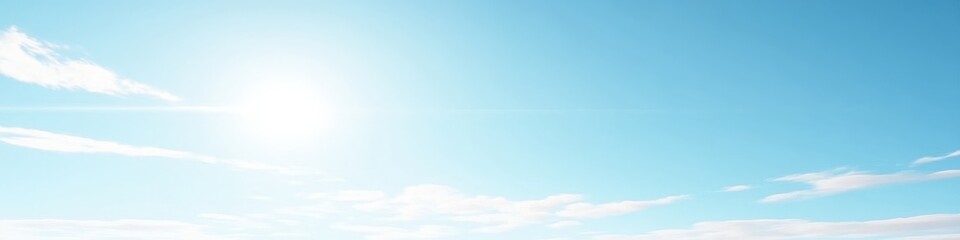 Obraz premium Sunny day, blue sky, white clouds, peaceful background, website header