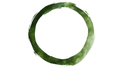 green watercolor hand painted tounded circle isolated on white background