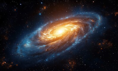 Obraz premium Majestic Spiral Galaxy with Bright Core and Starry Background