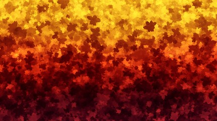 Warm Autumn Leaves Seamless Pattern Vibrant orange red gradient background. AI Generated