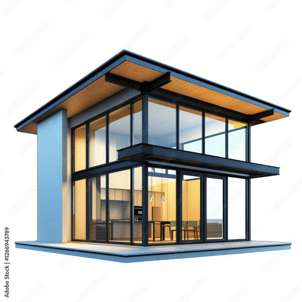Leinwandbilder modern house design with large windows and open spaces, showcasing contemporary aesthetic. structure
