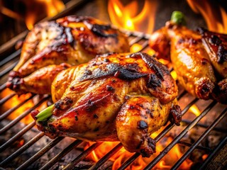 Naklejka premium Mouthwatering grilled chicken images: aesthetic backgrounds, delicious summer recipes.