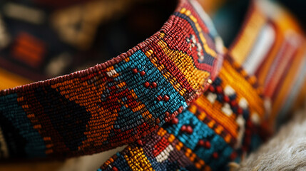 Colorful textile band shows intricate craftsmanship from traditional artisan techniques
