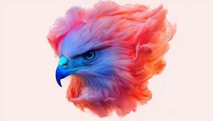 Vibrant eagle head art with pink and blue smoke effect, for abstract art