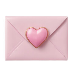 A pink envelope adorned with a pink heart.