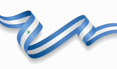 Nicaraguan flag wavy abstract background. Vector illustration.