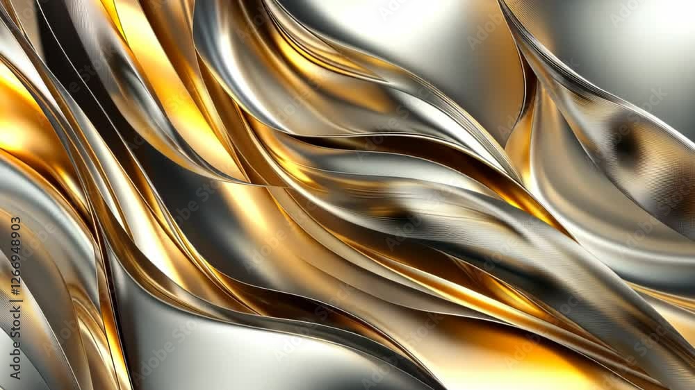 Poster flowing patterns of gold and silver create mesmerizing abstract art in a modern design. generative a