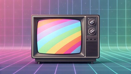 Abstract pastel neon rainbow pixel texture bg video screen. Tv pattern background with square noise effect. Futuristic broadcast gradient banner for television. Modern vhs 8 bit static display element