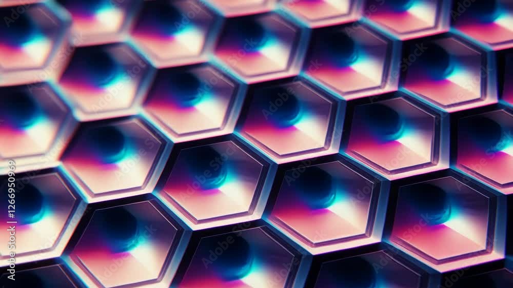 Poster A close up of a hexagonal pattern. The pattern is made up of many small hexagons