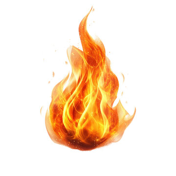 Vibrant realistic fire flames transparent background.