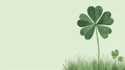Modern shamrock illustration, sleek and minimalist with clean lines and bold color