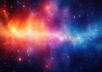 Obraz premium Vibrant Nebula in the Cosmic Galaxy Swirling Colors of Blue Purple and Orange with Ethereal Lighting