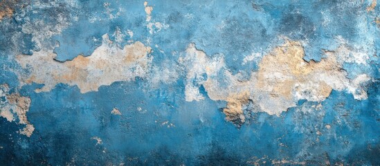 Blue wall texture, peeling paint, aged surface, design backdrop