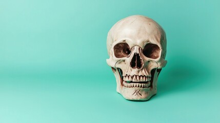 Obraz premium Isolated skull on teal background