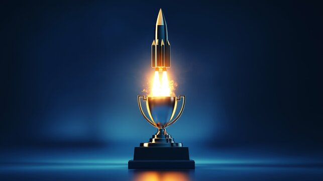 Rocket Launch, dynamic 3D illustration capturing the powerful ascent of a rocket from a launch pad, vibrant colors, energetic motion, inspiring technology.