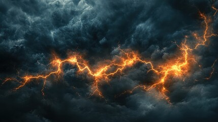 Dramatic Storm Front with Violent Lightning Strikes