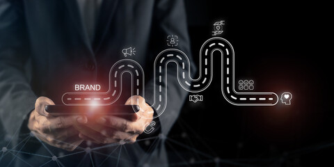 Business and branding concept. Creating, developing and maintaining brand  value and market...