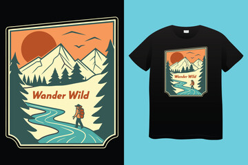 Hiking t-shirt design vector, Adventure t-shirt design, Outdoor t shirt design, print, Camping logo design vector illustration, Travel quotes for t shirt, camping t-shirt,