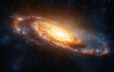 Stunning Spiral Galaxy with Black Hole Starburst in Cosmic Background