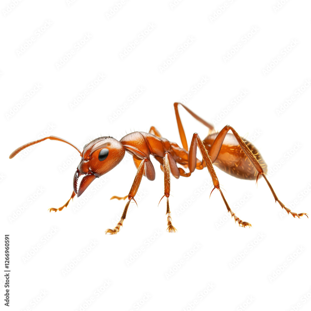 Poster Ants are fascinating insects known for their teamwork and structure. This close up image showcases detailed view of red ant, highlighting its features and texture
