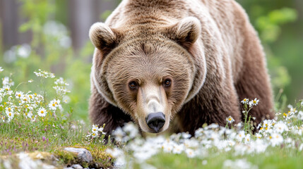 Fototapeta premium Bear Emerging from the Forest After Hibernation