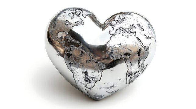 Heart shaped Earth clipart on a white background showcasing global unity and love for the planet