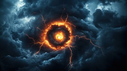 Massive Thunderstorm Vortex Over Dark Sky